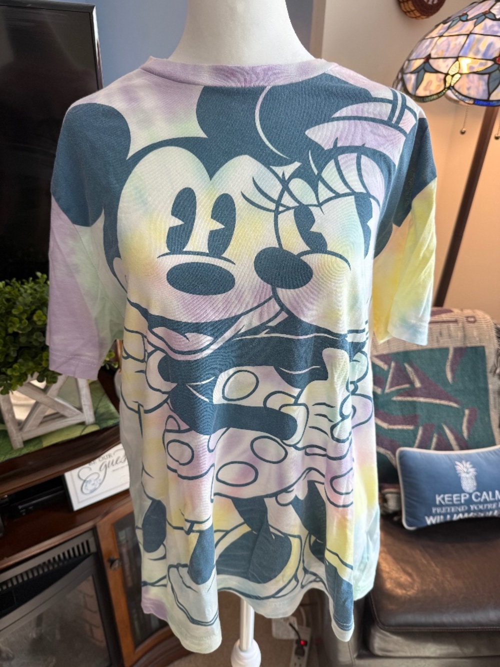 Walt Disney World Mickey & Minnie Mouse Tie Dye Pastel Short Sleeve T-Shirt - M